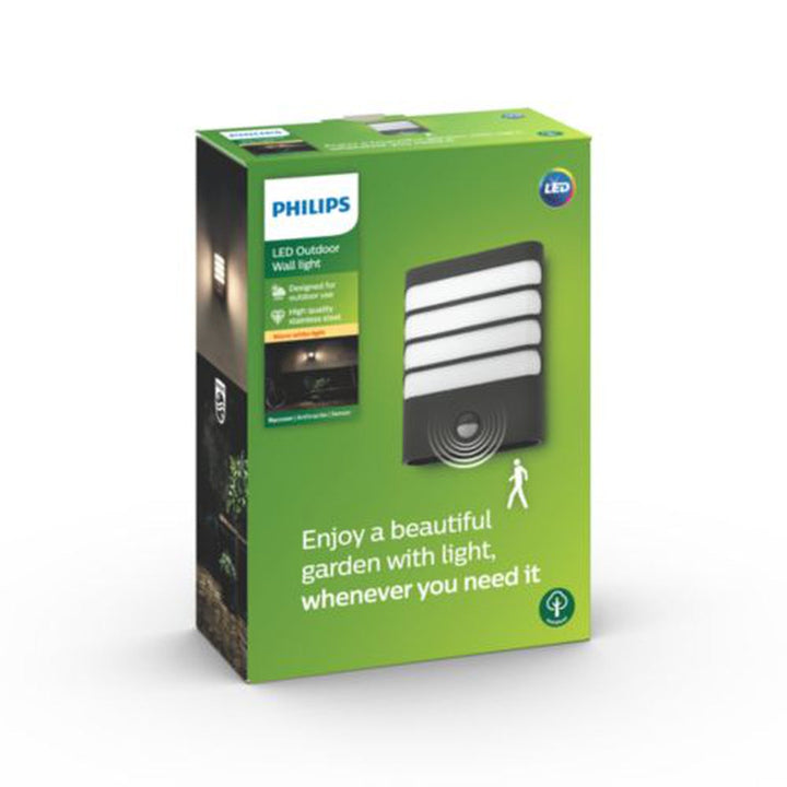 Philips myGarden Raccoon vegglampe utendørs 3W IP44 m/bevegelses sensor IR-Utebelysning vegg veggskjold-Philips-Antrasitt-915004308901-Lightup.no