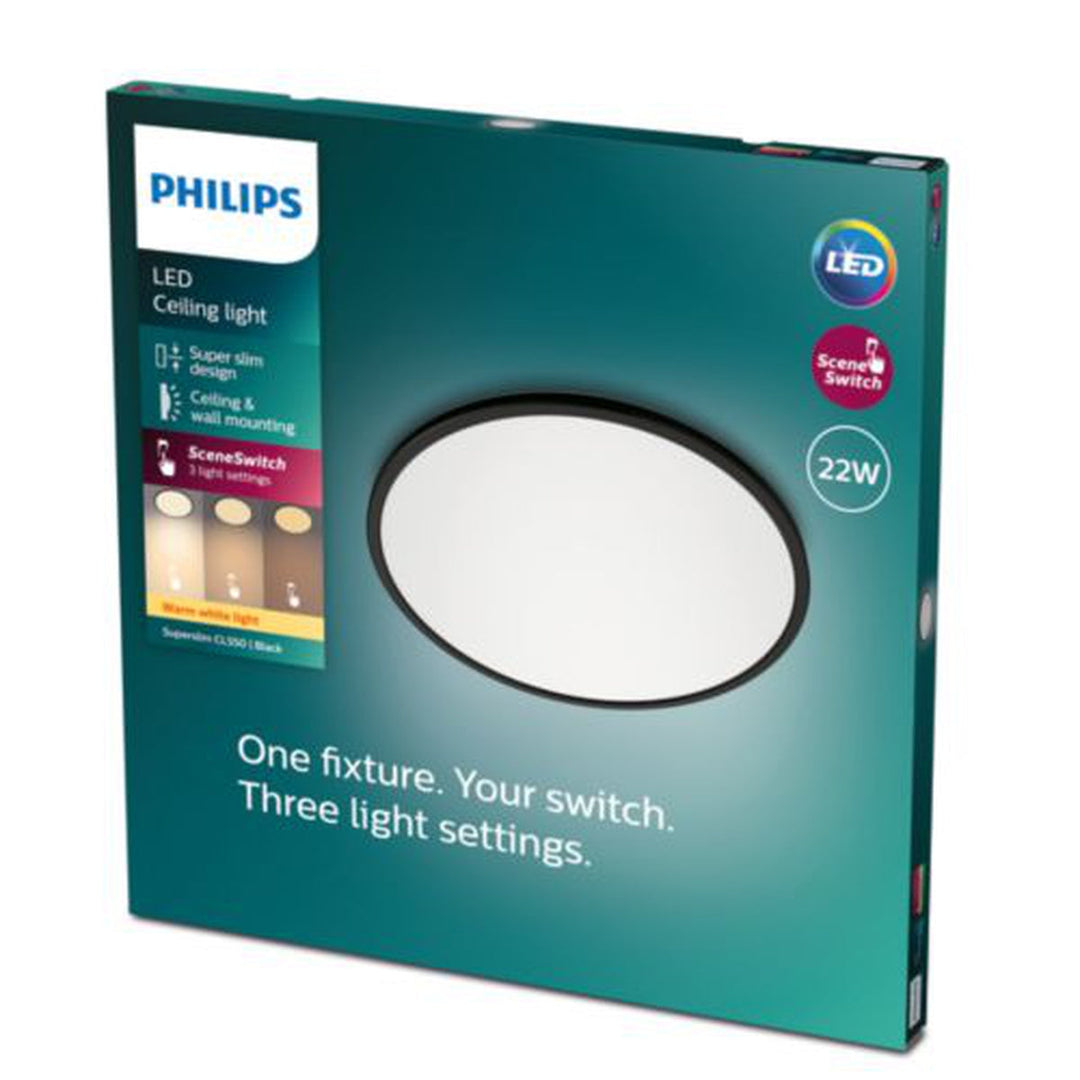 Philips superslim taklampe 43 cm 22W 2700 Kelvin 3-step dim-Taklamper-Philips-Svart-929002666901-Lightup.no