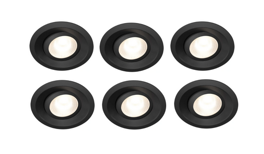 Plejd smart tilt lavtbyggende spot / downlight 2200-4000K IP44 8W RA90 - 6 pakning-Downlight lavtbyggende-Plejd-Svart-3202565*-Lightup.no
