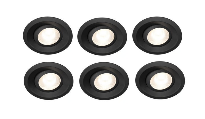 Plejd smart tilt lavtbyggende spot / downlight 2200-4000K IP44 8W RA90 - 6 pakning-Downlight lavtbyggende-Plejd-Svart-3202565*-Lightup.no