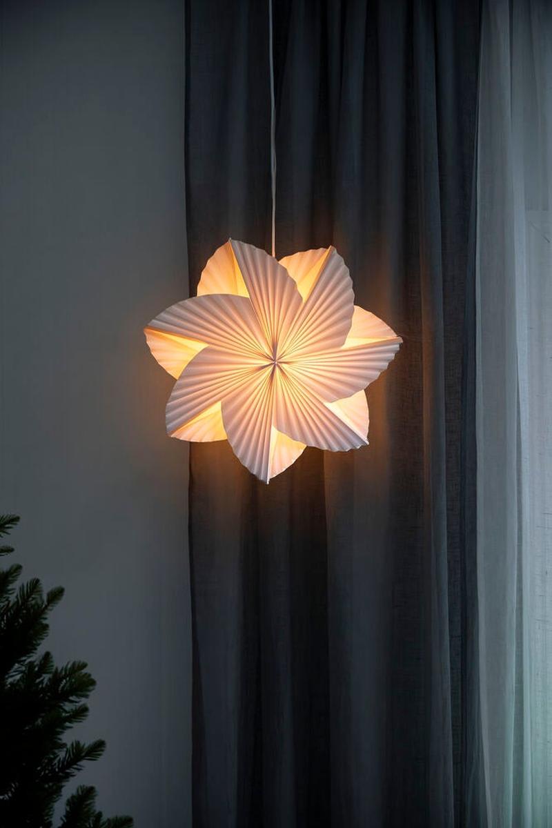 Plissert adventsstjerne i papir – 60 cm – Hvit-Julebelysning adventstjerne-Konstsmide-Hvit-5948-200-Lightup.no