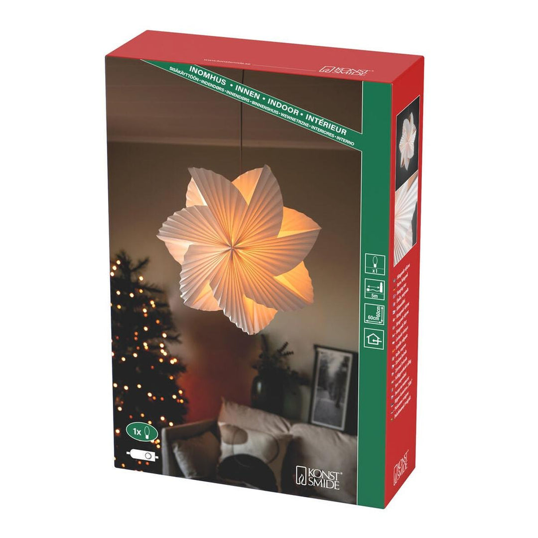 Plissert adventsstjerne i papir – 60 cm – Hvit-Julebelysning adventstjerne-Konstsmide-Hvit-5948-200-Lightup.no