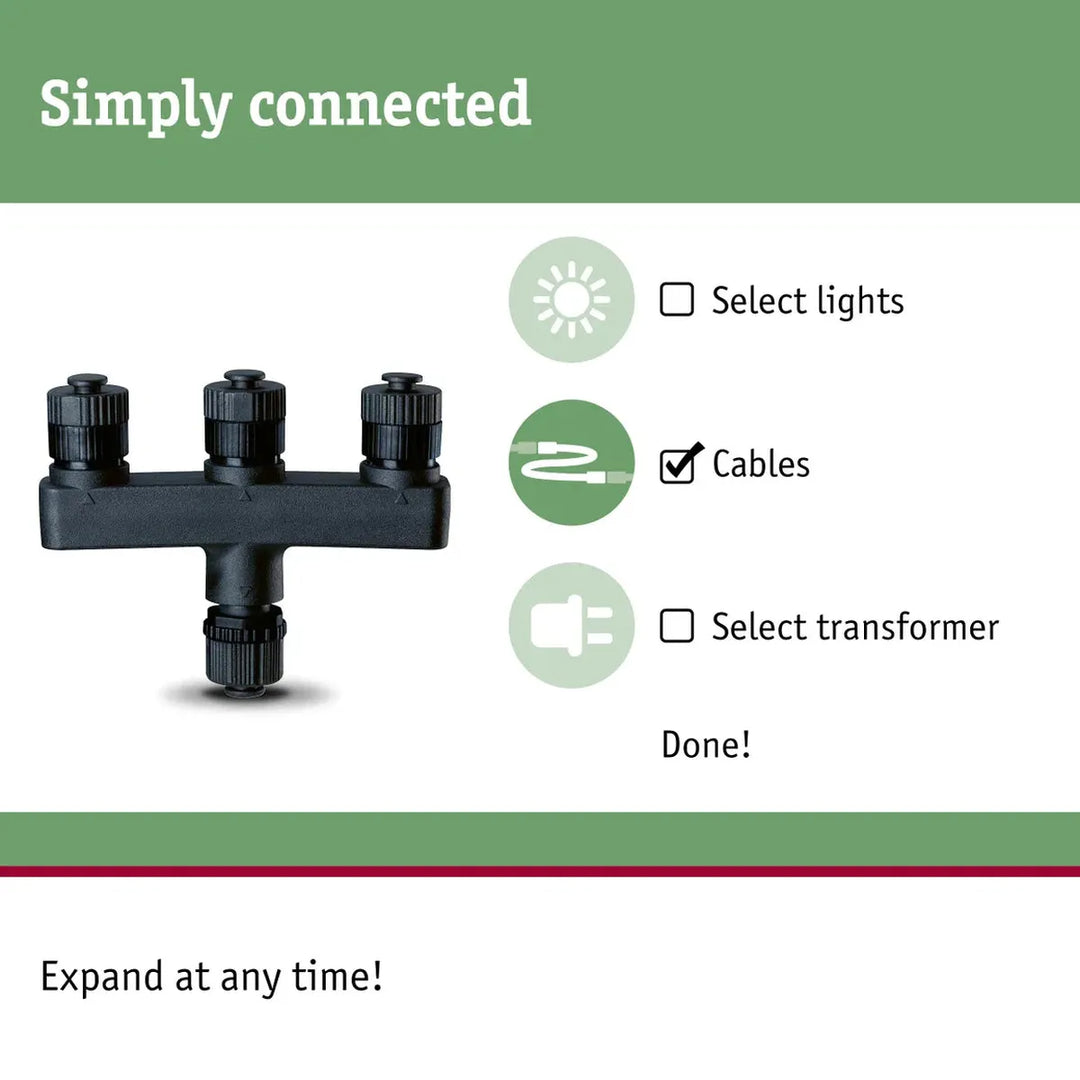 Plug and Shine 3 utganger-Utebelysning Hagebelysning-Paulmann-Svart-PL-93929-Lightup.no