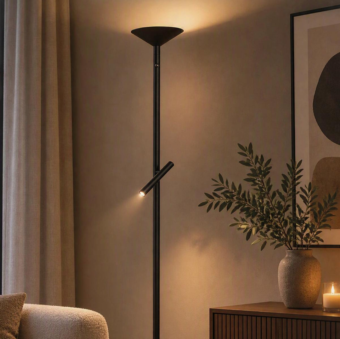 Pure Up K2 gulvlampe 18 + 4,5W 2700 Kelvin - Dimbar-Gulvlamper-NorDesign-Sandy Black-378554205-Lightup.no