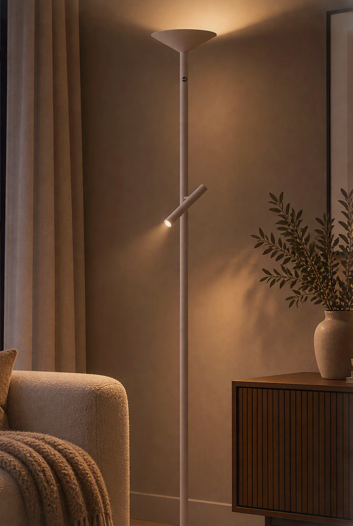 Pure Up K2 gulvlampe 18 + 4,5W 2700 Kelvin - Dimbar-Gulvlamper-NorDesign-Sandy Khaki-378554221-Lightup.no