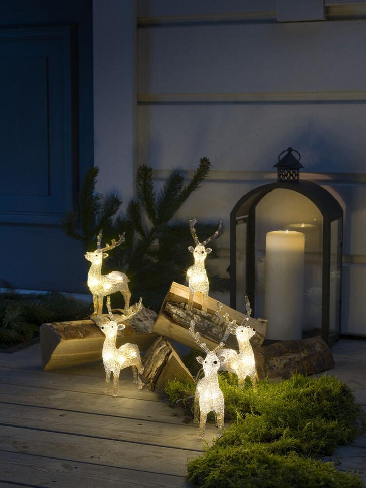 Reinsdyr i akryl med 40 LED utendørs – 5 stk-Julebelysning dekor og pynt ute-Konstsmide-Klar-6288-103-Lightup.no