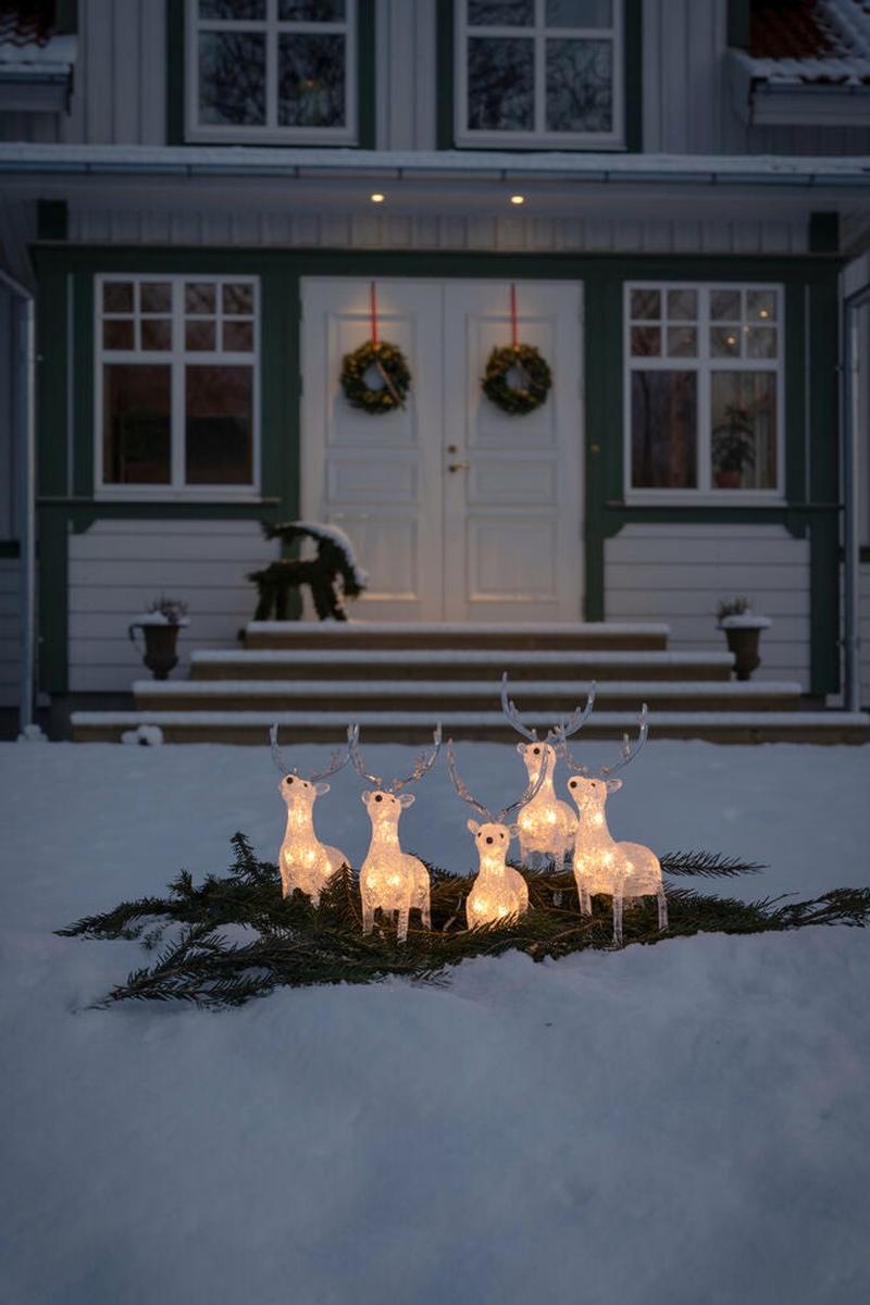 Reinsdyr i akryl med 40 LED utendørs – 5 stk-Julebelysning dekor og pynt ute-Konstsmide-Klar-6288-103-Lightup.no