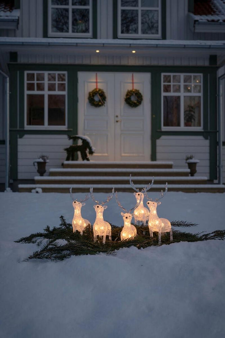Reinsdyr i akryl med 40 LED utendørs – 5 stk-Julebelysning dekor og pynt ute-Konstsmide-Klar-6288-103-Lightup.no