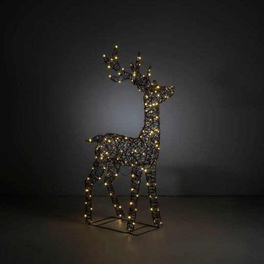 Reinsdyr i kunstrotting med LED utendørs – 130 cm-Julebelysning dekor og pynt ute-Konstsmide-Brun-4571-600-Lightup.no