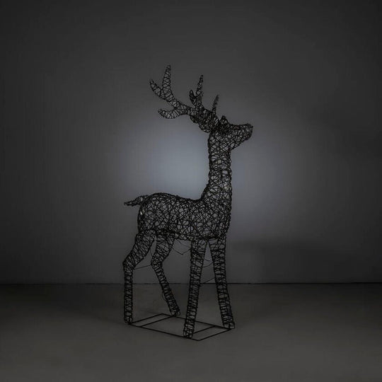 Reinsdyr i kunstrotting med LED utendørs – 130 cm-Julebelysning dekor og pynt ute-Konstsmide-Brun-4571-600-Lightup.no