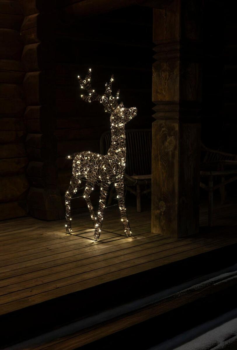 Reinsdyr i kunstrotting med LED utendørs – 130 cm-Julebelysning dekor og pynt ute-Konstsmide-Brun-4571-600-Lightup.no