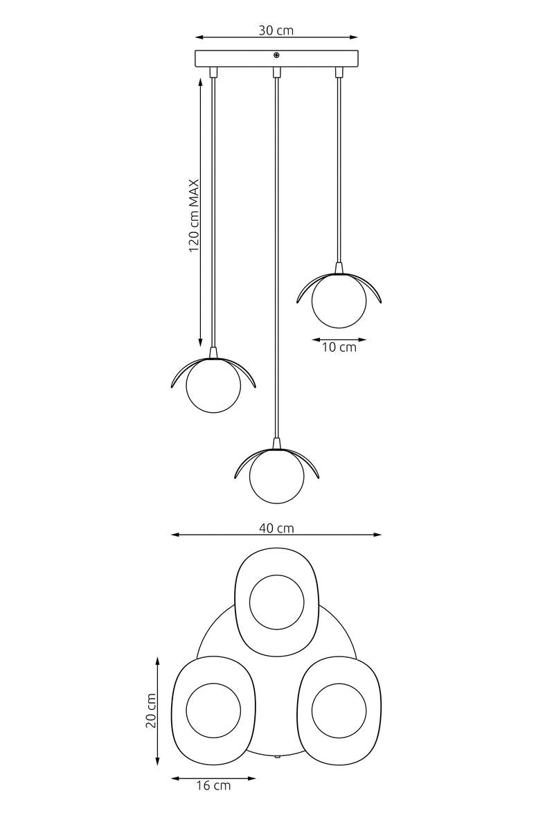 Ritual takpendel 3-lys-Takpendler-Emibig-Svart-1490/3PREM-Lightup.no
