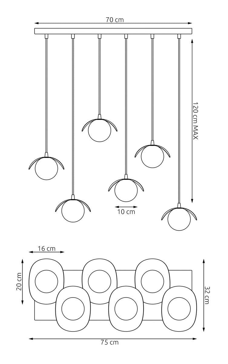 Ritual takpendel 6-lys-Takpendler-Emibig-Svart-1490/6-Lightup.no
