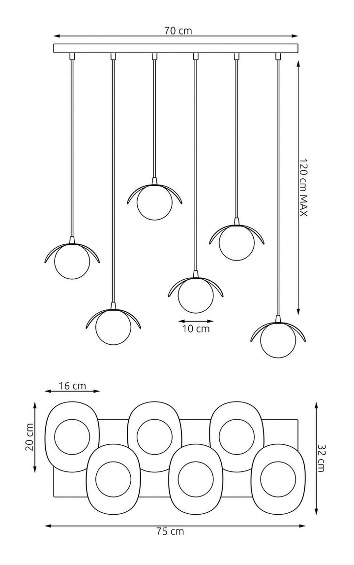Ritual takpendel 6-lys-Takpendler-Emibig-Svart-1490/6-Lightup.no