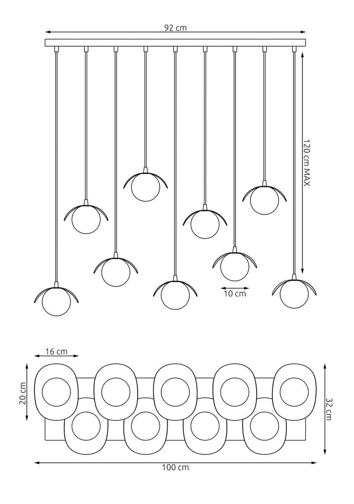 Ritual takpendel 9-lys-Takpendler-Emibig-Svart-1490/9-Lightup.no