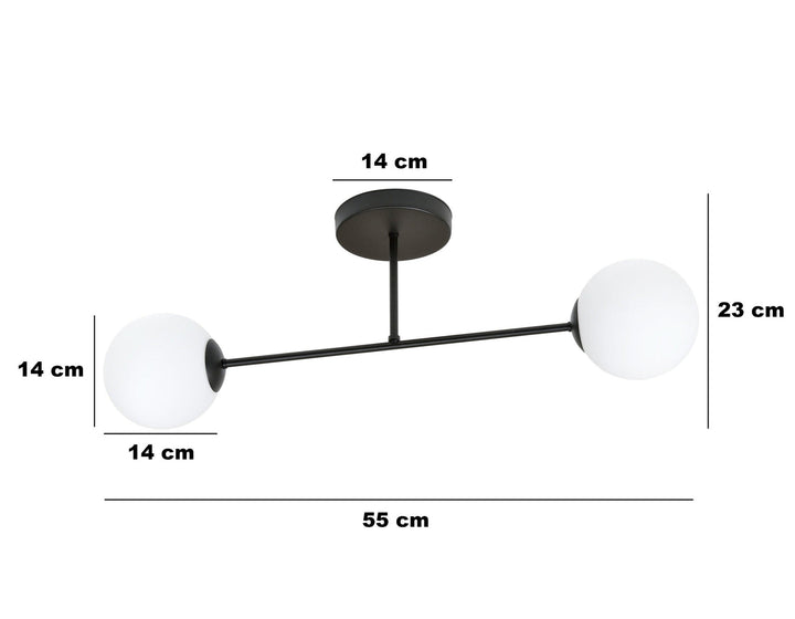 Roma taklampe 2-lys - Svart/Opal-Taklamper-Emibig-Svart / Opal-1232/2-Lightup.no