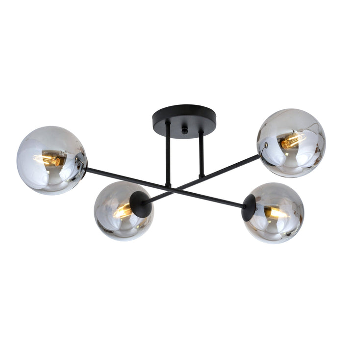 Roma taklampe 4-lys - Svart/Røykfarget-Taklamper-Emibig-Svart / Røyk-1245/4-Lightup.no