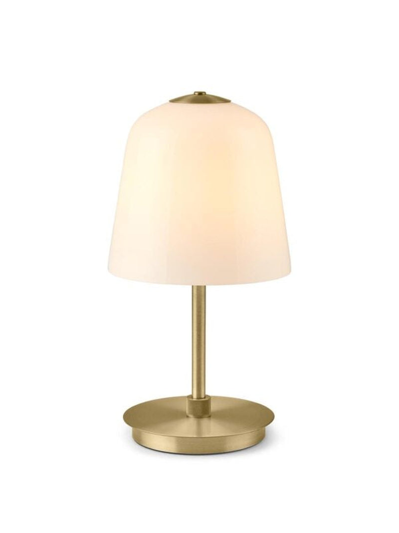 Room 49 bordlampe oppladbar IP54 - Opal/Antikk messing-Bordlamper-Halo Designs-5705639745470-Lightup.no