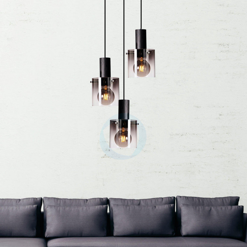 Roxy rondell 3 lys takpendel - Røykfarget glass-Takpendler-Ms - belysning-9400106621-Lightup.no