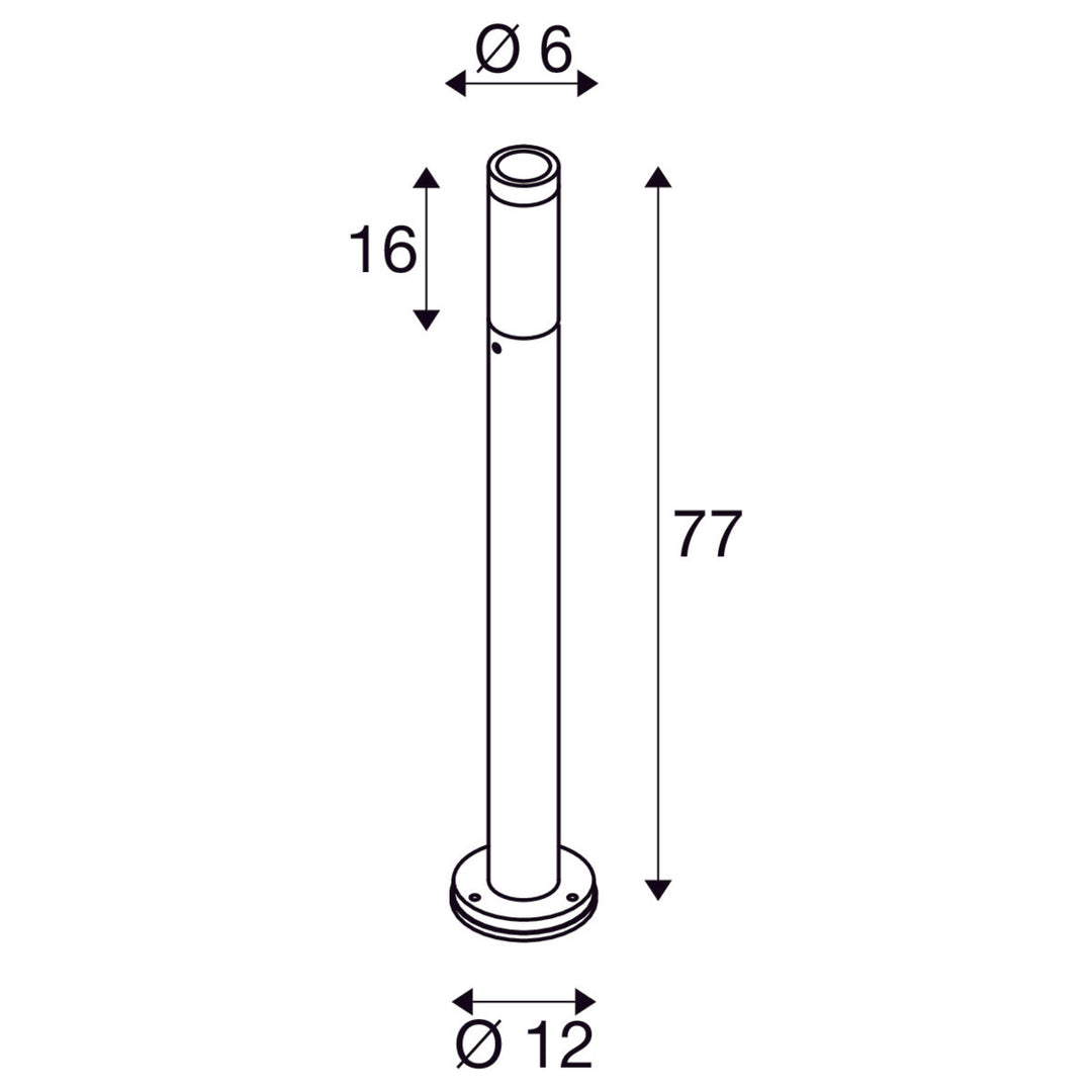 S-tube pullert 77 cm IP65-Utebelysning pullert-Slv-Svart-slv-1007652-Lightup.no