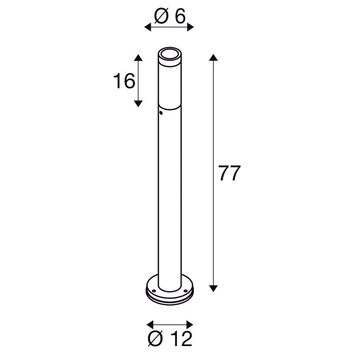 S-tube pullert 77 cm IP65-Utebelysning pullert-Slv-Svart-slv-1007652-Lightup.no
