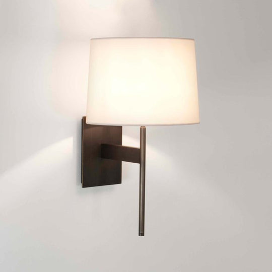 San Marino Solo vegglampe rund - Bronsefarget/Hvit skjerm-Vegglamper-Astro Lighting-Asg__1076007+5013001-Lightup.no