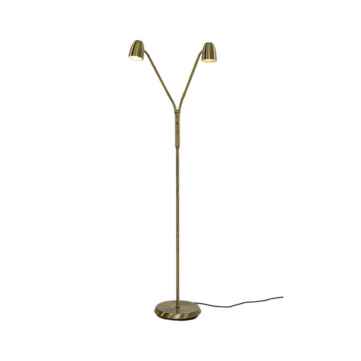 Sandnes dobbel gulvlampe-Gulvlamper-Aneta Lighting-Antikk Messing-19302-30-Lightup.no