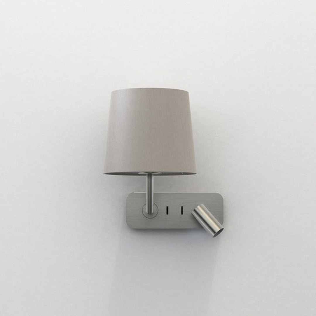 Side by Side vegglampe med skjerm-Vegglamper-Astro Lighting-Nikkel / Putty-Asg__1406003+5018037-Lightup.no