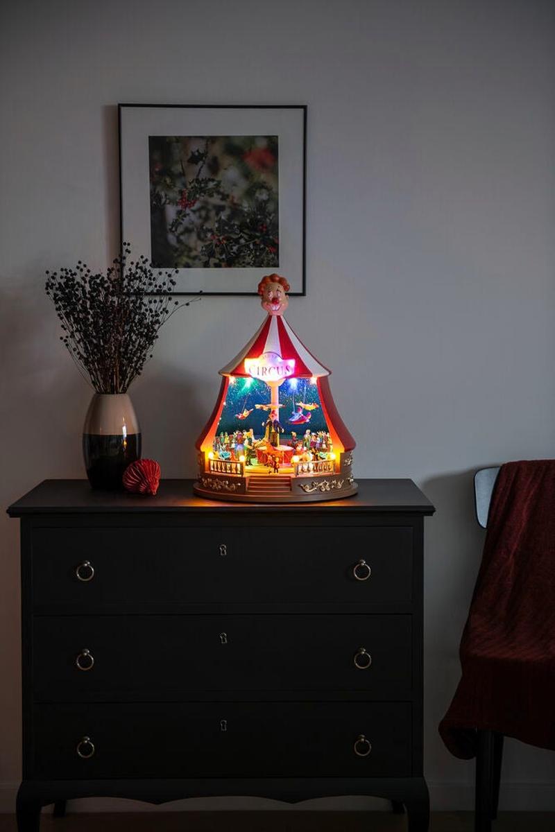 Sirkustelt med roterende figurer og LED-Julebelysning dekor og pynt-Konstsmide-Flerfarget-4250-000-Lightup.no