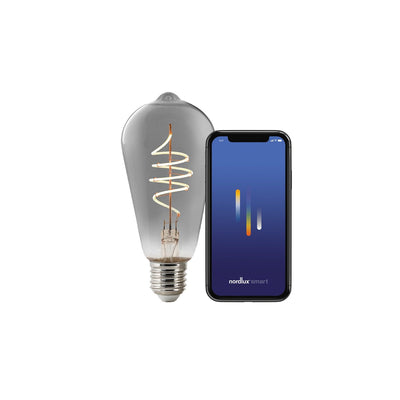 Smartpære E27 4,7W 1800 Kelvin 100 Lumen 64 mm - Røykfarget-Smartpærer E27-Nordlux-2280022747-Lightup.no
