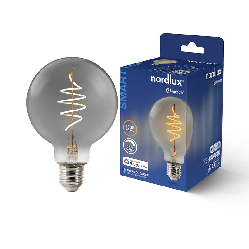 Smartpære E27 4,7W 1800 Kelvin 100 Lumen 95 mm - Røykfarget-Smartpærer E27-Nordlux-2280162747-Lightup.no