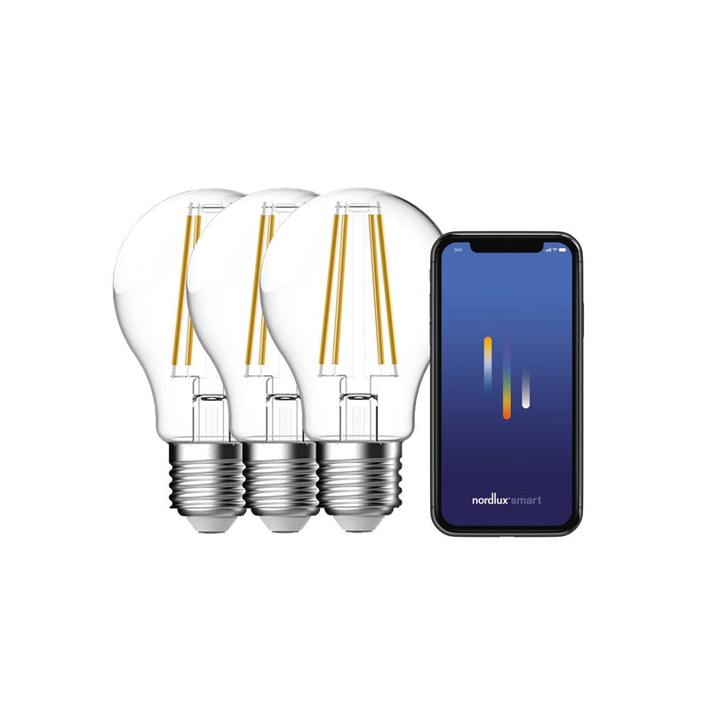 Smartpære E27 4,7W E27 2200-6500 Kelvin 600 Lumen 60 mm - 3 pakning-Smartpærer E27-Nordlux-2270012700-Lightup.no