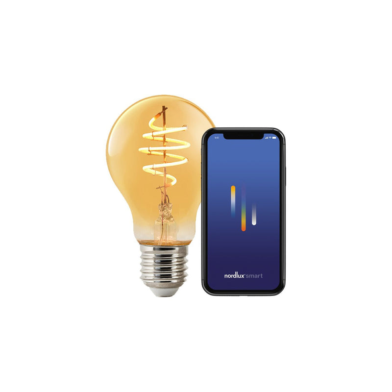 Smartpære E27 A60 4,7W 2200 Kelvin 380 Lumen 60mm - Amberfarget-Smartpærer E27-Nordlux-2170102747-Lightup.no
