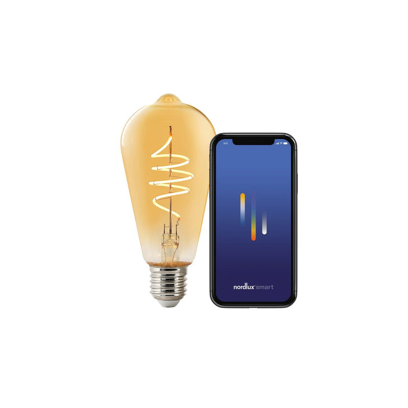 Smartpære E27 ST64 4,7W 2200 Kelvin 380 Lumen 64mm - Amberfarget-Smartpærer E27-Nordlux-2170112747-Lightup.no