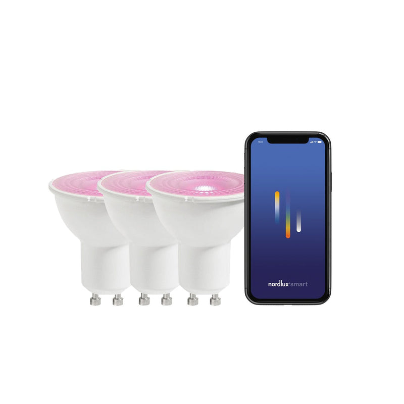 Smartpære GU10 Colour 2200-6500 Kelvin 380 Lumen 4,7W - 3 pakning-LED-pære GU10-Nordlux-2270061000-Lightup.no