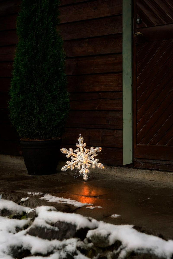 Snøfnugg med LED og dimmer utendørs – 40 cm-Julebelysning dekor og pynt ute-Konstsmide-Hvit-4412-803-Lightup.no