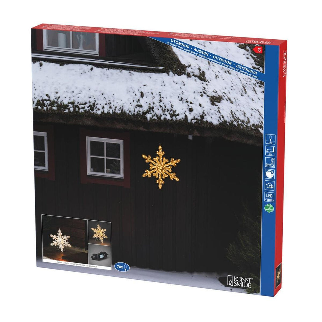 Snøfnugg med LED og dimmer utendørs – 40 cm-Julebelysning dekor og pynt ute-Konstsmide-Hvit-4412-803-Lightup.no