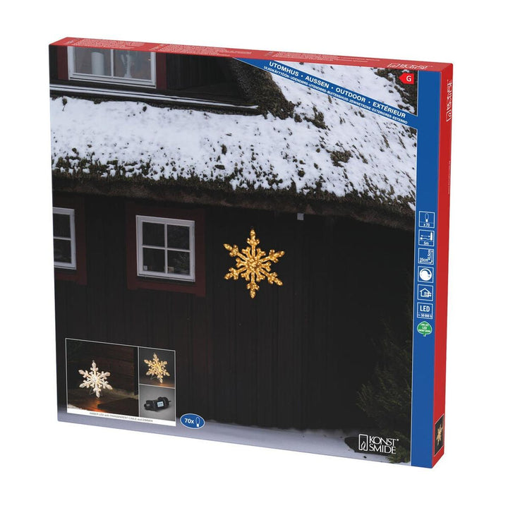 Snøfnugg med LED og dimmer utendørs – 40 cm-Julebelysning dekor og pynt ute-Konstsmide-Hvit-4412-803-Lightup.no