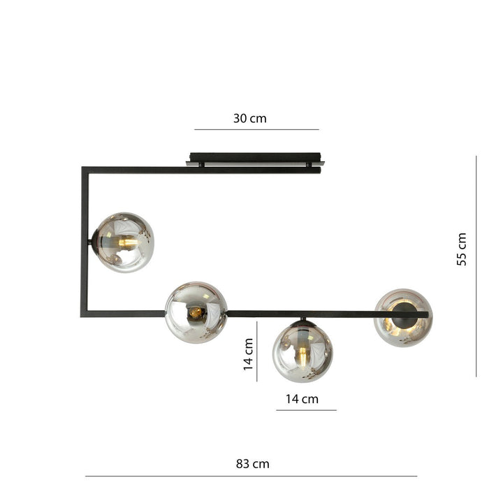 Soma taklampe 4-lys-Taklamper-Emibig-Svart/Røykfarget-1290/4-Lightup.no