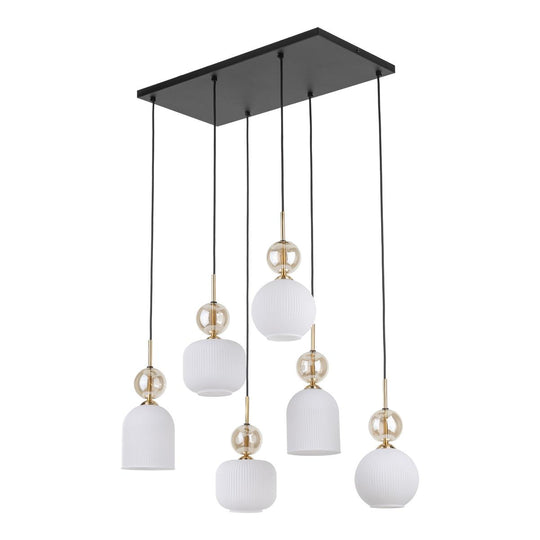 Sophia takpendel 6-lys-Takpendler-TK Lighting-Amber / Hvit-TK-11594-Lightup.no