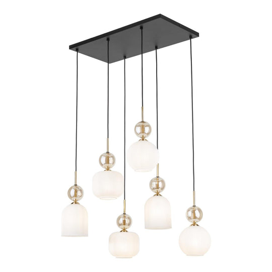 Sophia takpendel 6-lys-Takpendler-TK Lighting-Amber / Hvit-TK-11594-Lightup.no