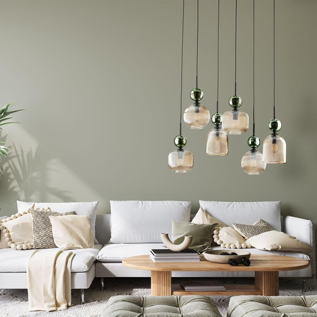 Sophia takpendel 6-lys-Takpendler-TK Lighting-Amber / Hvit-TK-11594-Lightup.no