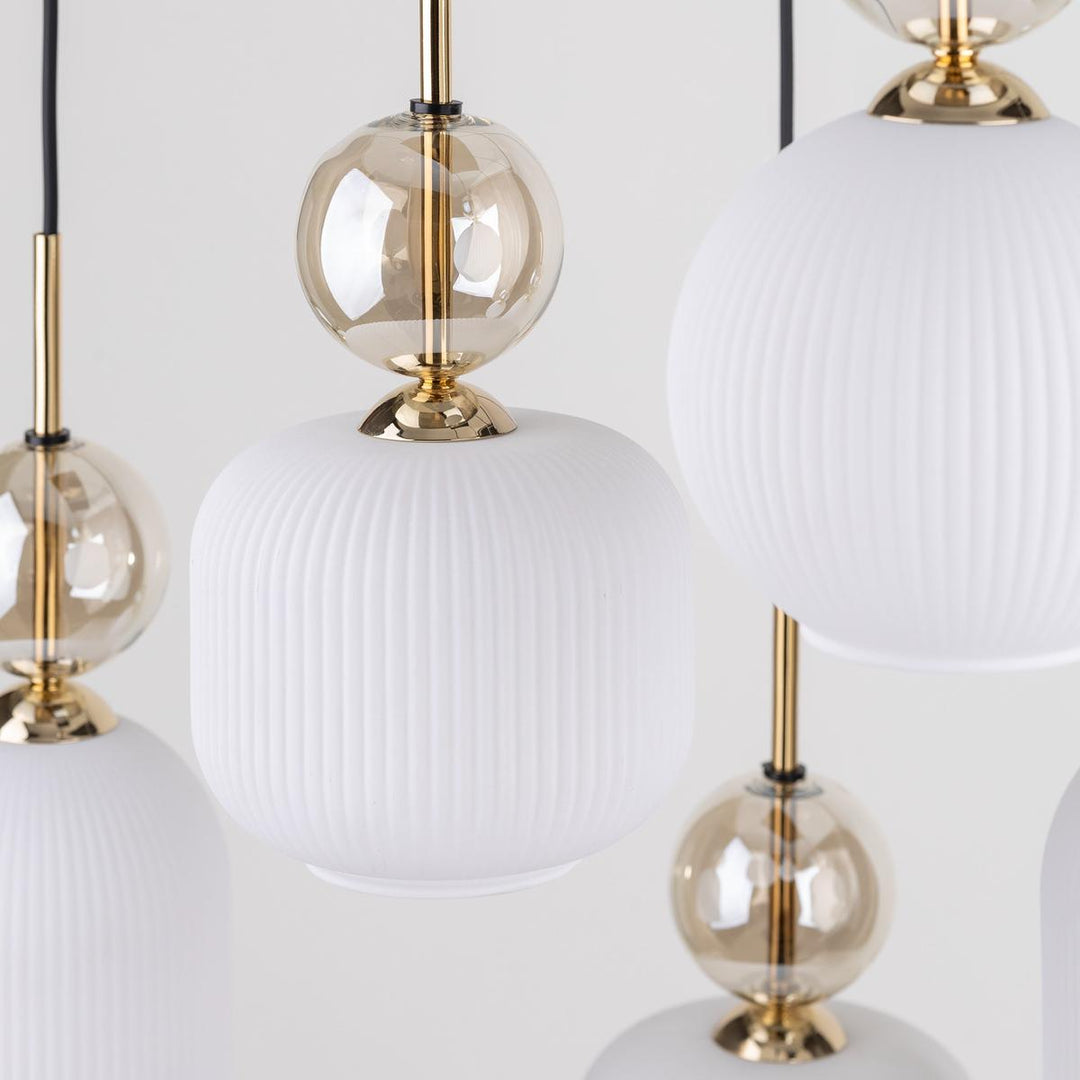 Sophia takpendel 6-lys-Takpendler-TK Lighting-Amber / Hvit-TK-11594-Lightup.no