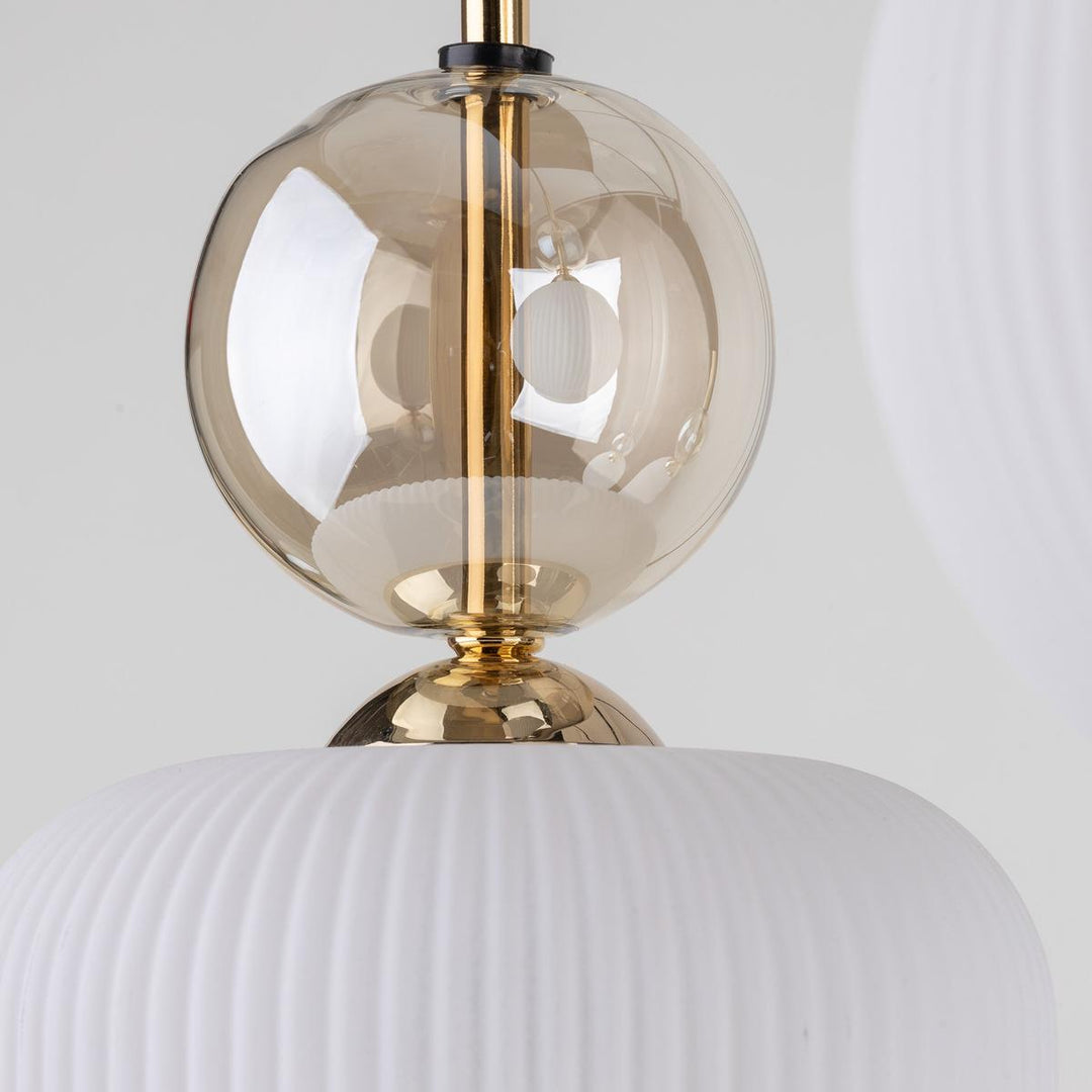 Sophia takpendel 6-lys-Takpendler-TK Lighting-Amber / Hvit-TK-11594-Lightup.no