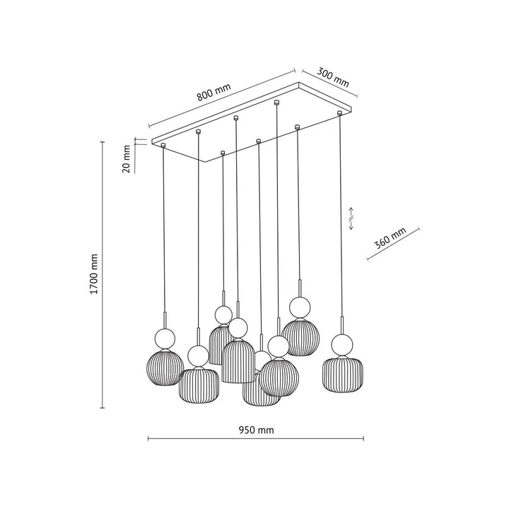 Sophia takpendel 8-lys-Takpendler-TK Lighting-Amber-TK-11045-Lightup.no