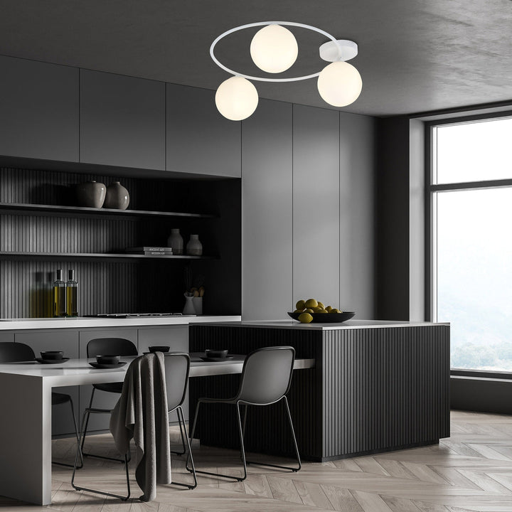Sopra taklampe 3-lys - Hvit/Opal-Taklamper-Emibig-Hvit / Opal-1258/3-Lightup.no
