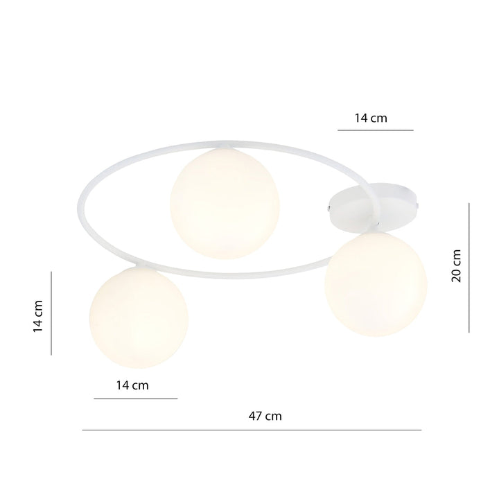 Sopra taklampe 3-lys - Hvit/Opal-Taklamper-Emibig-1258/3-Lightup.no