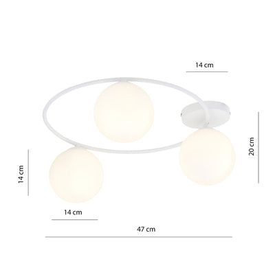 Sopra taklampe 3-lys - Hvit/Opal-Taklamper-Emibig-1258/3-Lightup.no