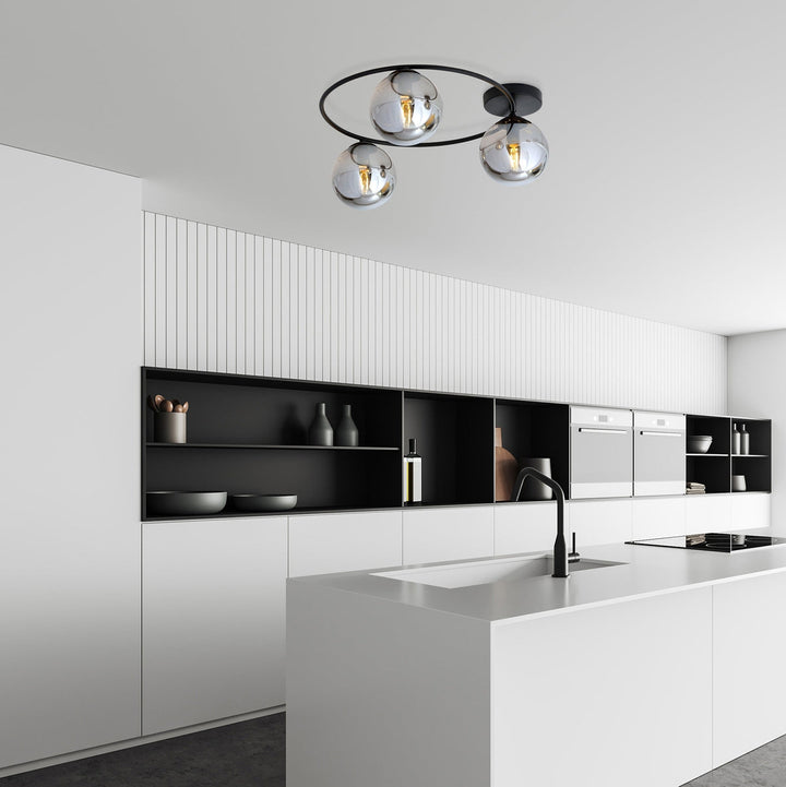Sopra taklampe 3-lys - Svart/Røykfarget-Taklamper-Emibig-Svart / Røyk-1256/3-Lightup.no