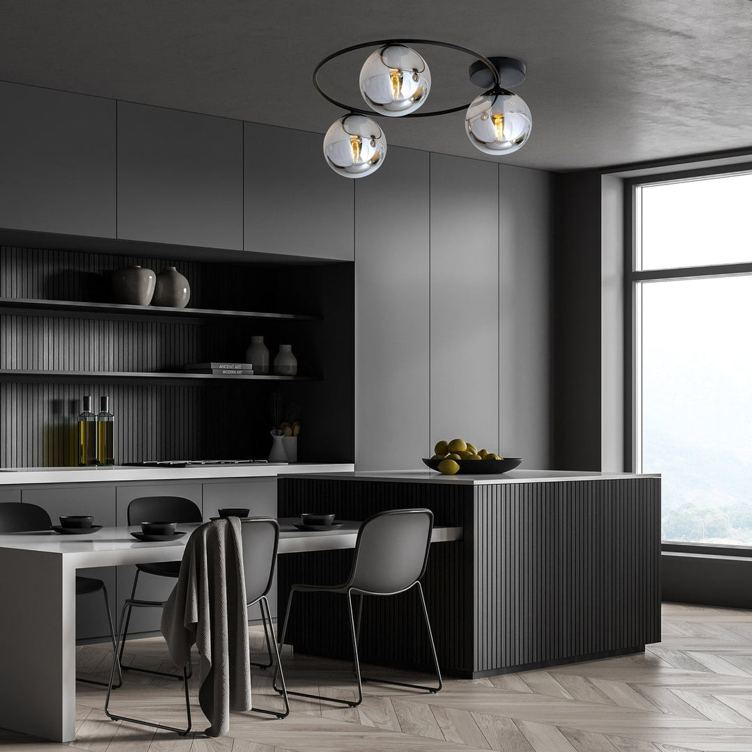 Sopra taklampe 3-lys - Svart/Røykfarget-Taklamper-Emibig-Svart / Røyk-1256/3-Lightup.no